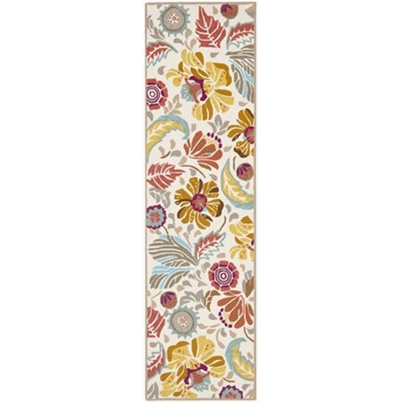 Safavieh 2 ft. - 3 in. x 6 ft. Runner- Indoor - Outdoor Four Seasons Ivory And Grey Hand Hooked Rug FRS475A-26